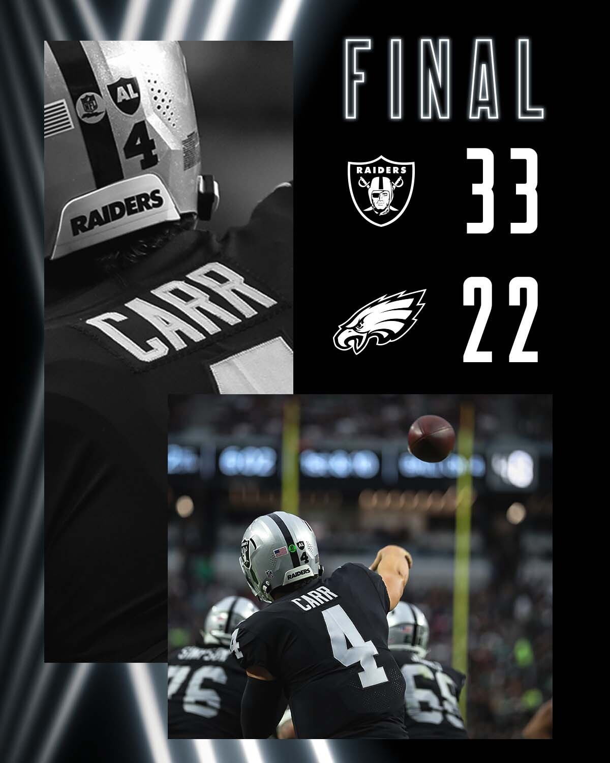 Raiders notch a win agaisnt the Eagles and begin a new era